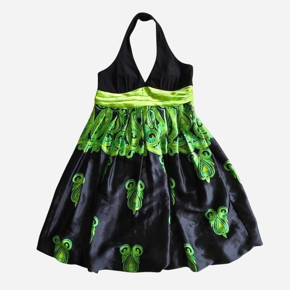 Dresses & Skirts - Vintage y2k halter bubble party dress / 2000s formal, prom, hoco, peacock, satin